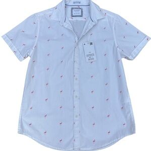 Cactus White Shirt with Pink Flamingo Pattern
